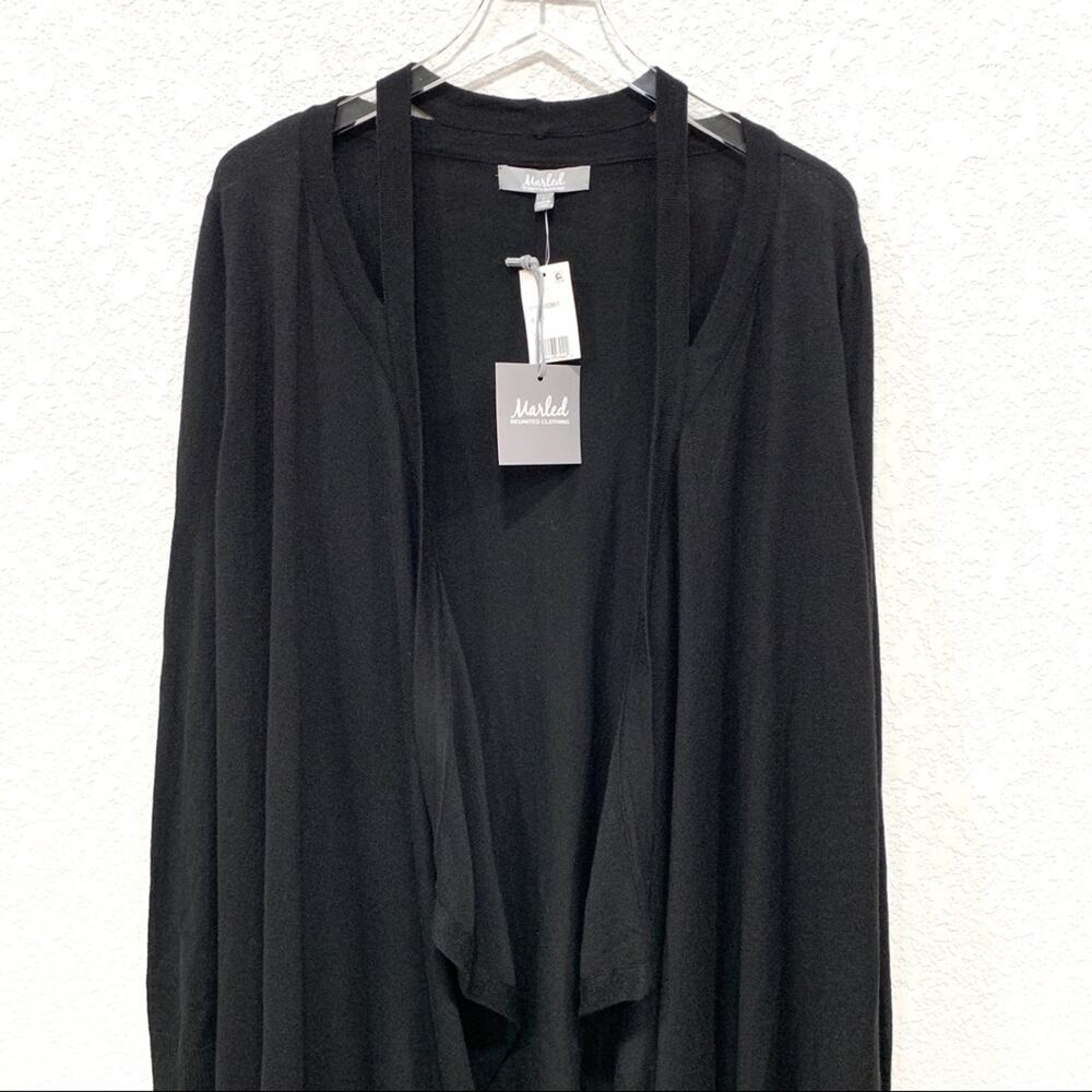 Marled Reunited Hi-Low Cut Out‎ Neck Black Cardigan - Picture 4 of 8